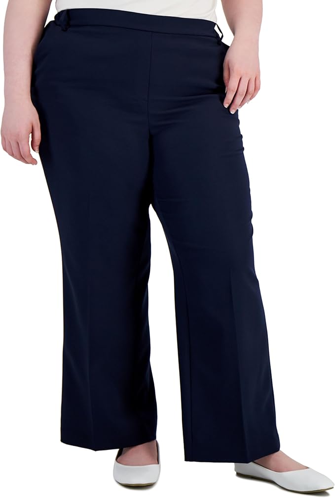 Alfani Plus Size Pull On Wide Leg Pants Modern Navy